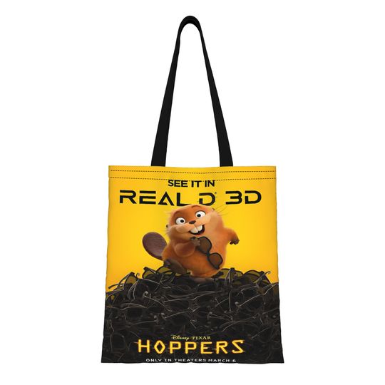 Discover 1PC  Disney Hoppers Reusable Double Sided Canvas Tote Bag Shoulder Funny Cartoon Castor Handbag