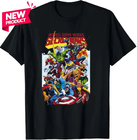 Secret Wars T-Shirt - Spider-man, Wolverine, Iron Man - Marvel Comics 80s Series