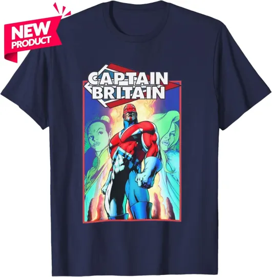 Discover Captain Britain T-Shirt - Alan Davis Art - Marvel Comics - Excalibur Leader NEW