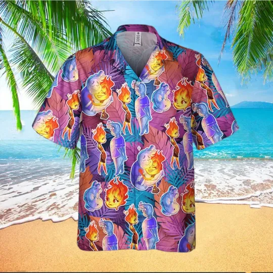 Discover Disney Pixar Elemental Hawaiian Shirt for Family Summer Tropical Pattern