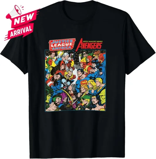 Justice League/Avengers T-Shirt - DC & Marvel Comics Art - George Perez - JLA