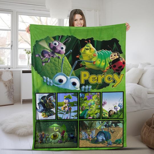 Discover Personalized Watercolor Disney A Bug's Life Blanket/Custom Name Flik Princess Atta Heimlich Baby Birthday Boy Gift/Birthday Blanket OHUR13