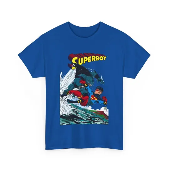 Superboy Vs King Shark T-Shirt - Tom Grummett Art - Superman Family - DC Comics