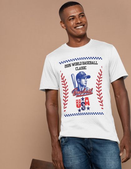 Discover 2026 World Baseball Classic Player Portrait T-Shirt | USA Baseball Graphic Tee