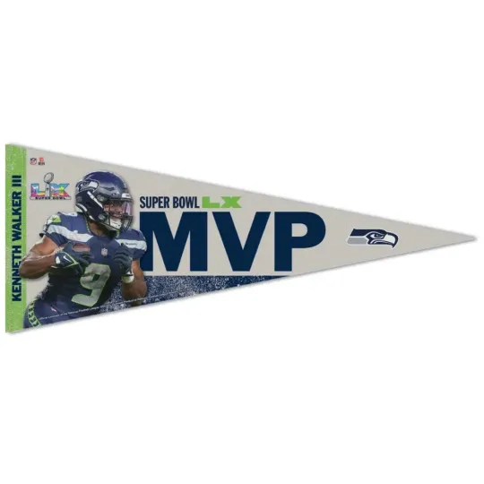 Kenneth Walker III Super Bowl LX MVP Pennant Seattle Seahawks Football Decor
