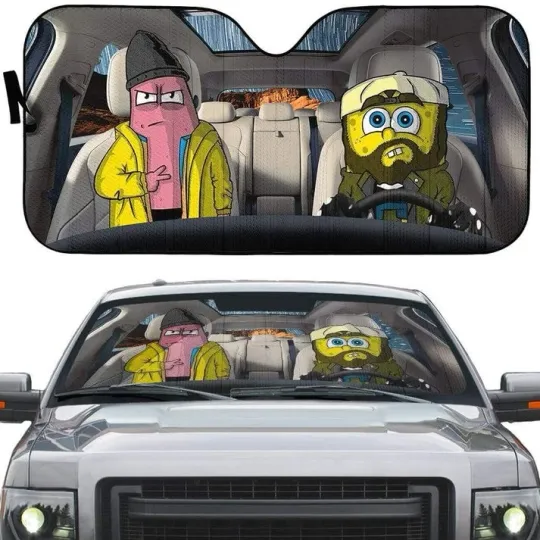 Spongebob and Patrick  Car Sunshade