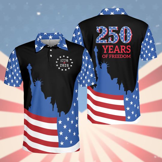 Discover America 250th Anniversary Polo Shirt, Patriotic US Flag Polo, 1776-2026 Celebration Gift, Veteran Polo