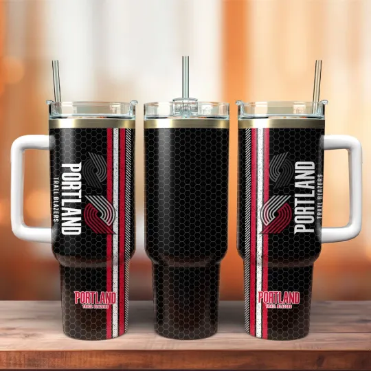 Discover Red Black Basketball Fan Gift Tumbler With Handle  40oz