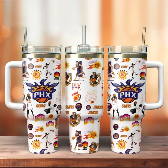 Discover Purple Orange Basketball Fan Gift Tumbler With Handle  40oz