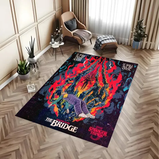Discover Retro 80s Sci-Fi Mystery Area Rug - Supernatural Poster Art