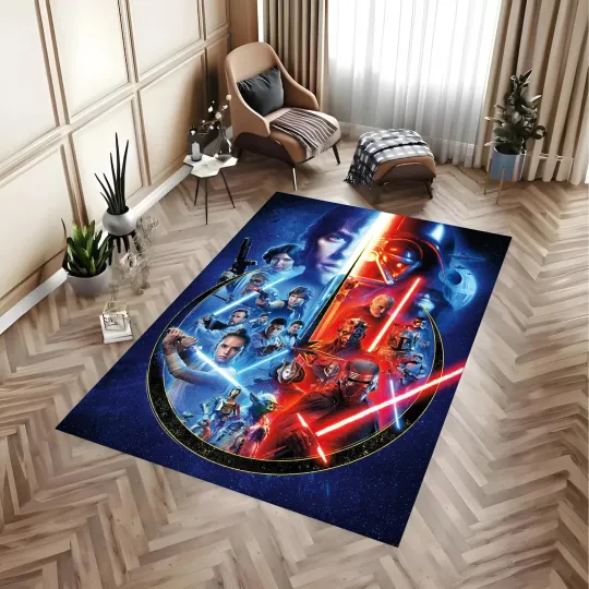 Discover Retro Pop Culture Area Rug - Rock Music & Sci-Fi Galaxy Style Home Decor