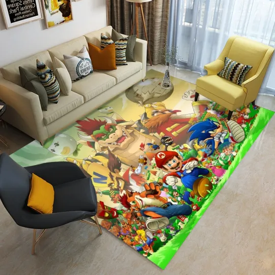 Discover New! Popular Game Print Foldable Rectangular Floor Mat Rugs Anti-Skid Carpet