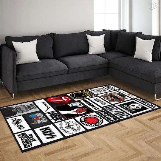 Discover Retro Pop Art Rock Music Area Rug - Classic Band Style Home Decor