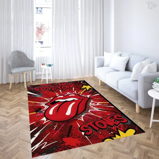 Discover Modern Pop Art Red Lips Tongue Area Rug - Comic Style Home Decor