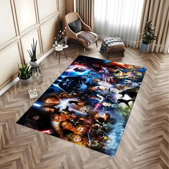 Discover Ultimate Galactic Chronicles Area Rug - Epic Sci-Fi Saga Memory Collage