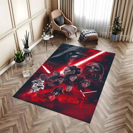 Discover Fiery Galactic Conflict Area Rug - Red Mist Space Legend Floor Decor