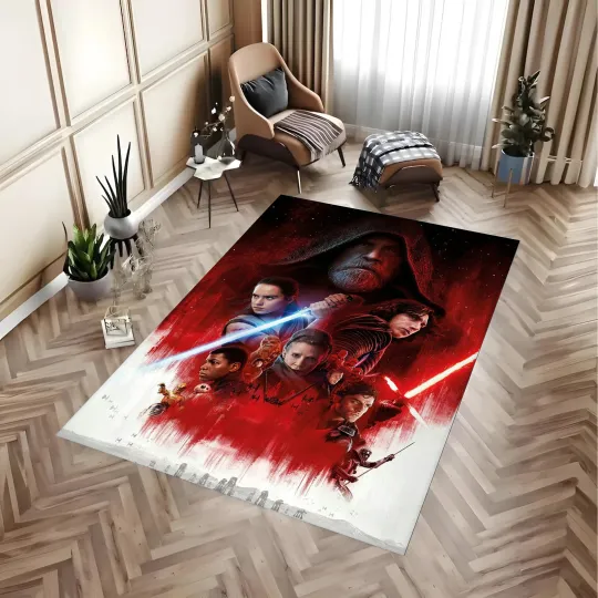 Discover Red Nebula Force Area Rug - Master & Apprentice Galactic Warrior Art
