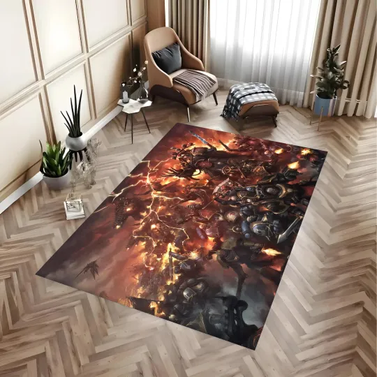 Discover Epic Eternal Warfare Area Carpet - Heavy Armor Soldier Strike Decor