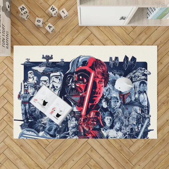 Discover Galactic Legacy Portrait Rug - Classic Hero vs Villain Dual Face Art