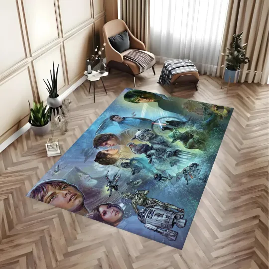 Discover Galactic Balance Force Area Rug - Light vs Dark Saga Universe Art