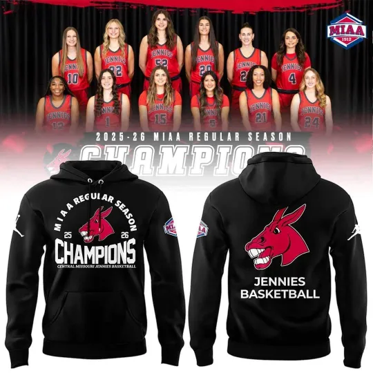 Discover Jennies Basketball Miaa Regular Season Champions 2026 Edition Black Hoodie