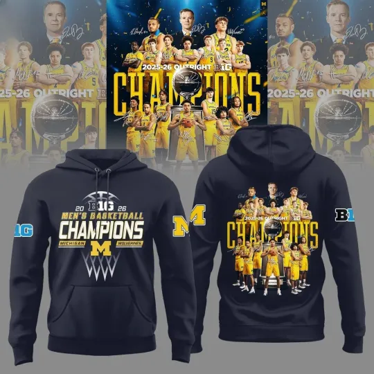 Wolverines Men’s Basketball Big Ten Champions 2026 Locker Room Trophy Hoodie
