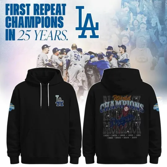 Dodgers Back-to-Back World Champions 3D Hoodie