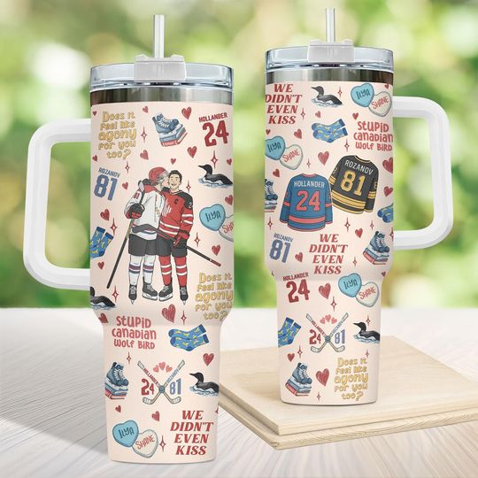 Discover Heated Riva1ry Tumbler 40oz, Hollander Rozanov Tumbler 40oz with Handle, Bookish Travel Cup, Cute Romance Hockey Cup, Birthday Gift