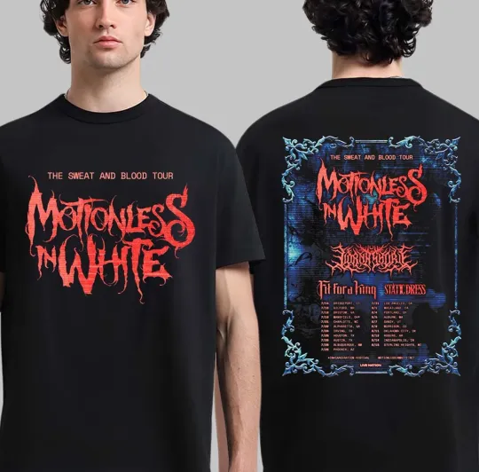 Discover Motionless In White The Sweat And Blood Tour 2026 T-Shirt