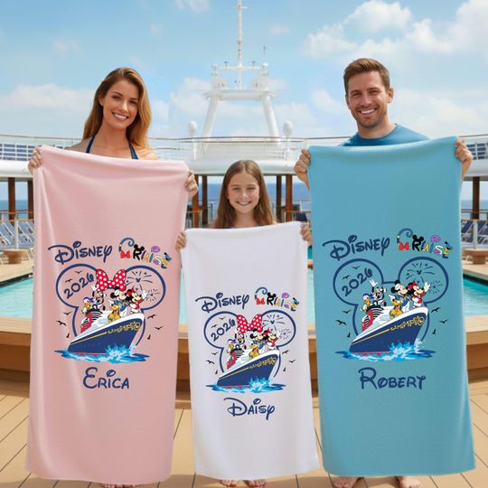 Discover Personalized Disney Cruise 2026 Beach Towel: Custom Mickey Minnie Summer Vacation Gift
