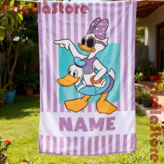 Discover Personalized Mickey & Friends Beach Towel, Custom Summer Beach Towel for Kids, Disney-Inspired Summer Gift, Disneyland Trip Towel