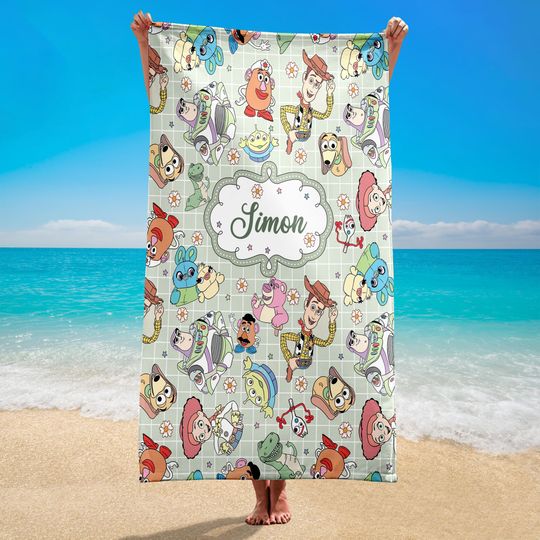 Personalized Disney Toy Story Beach Towel, Jessie Magic Kingdom Bath Pool Towel, Woody Buzz Lightyear Towels, Aliens Cartoon Trip Towels