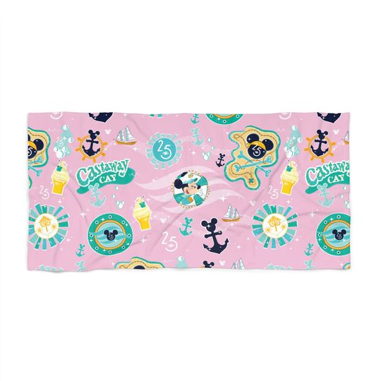 Discover Beach Towel - Pink DCL 25th Anniversary Print 30"x60"