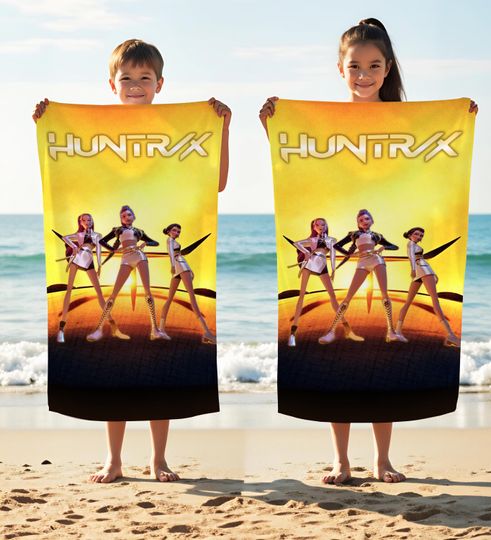 Discover Huntrix Demon Girl Kpop Beach Towel,Mira Rumi Zoey Character Print Towel,Summer Vacation Gift for Fans,Kpop Merch Collection