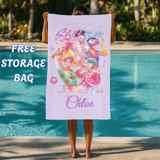 Discover Custom Name Kpop Saja Beach Towel,Personalized Kpop Beach Towel,Anime Boys Kpop Hunters Towel,Gift for Kpop Fan Teen Kid,Vacation Pool Towel