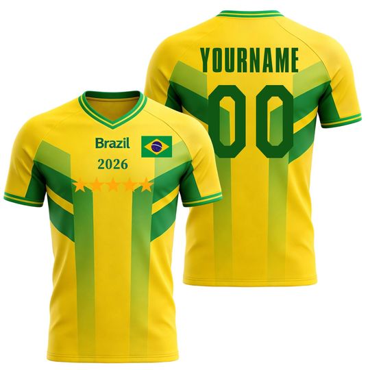 Discover Custom Kids Youths Mens Womens Brazil 2026 Cup T Shirts Soccer Jersey For Fans