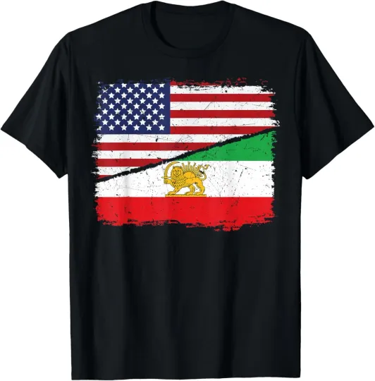 Discover Half American Half Iranian US Flag Iran Flag Patriotic T-Shirt