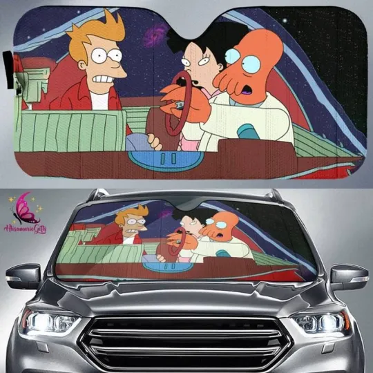 Discover Futurama Philip J Fry Car Sunshade, Futurama Cartoon Gift