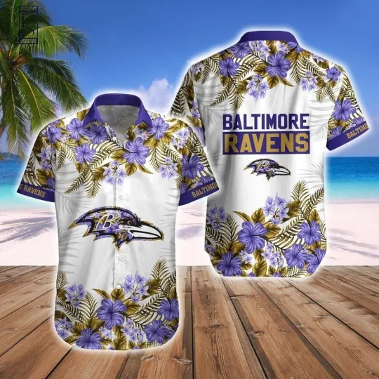 Discover Personalized Baltimore Football Ravenss Team Hawaiian Shirt Button Down Unisex