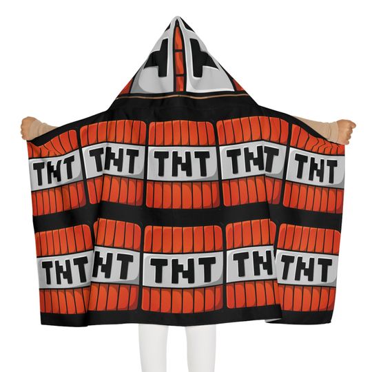 Discover Youth Hooded Towel TNT Block- Minecrafterer Gift- Kids Towel- Beach Day- Pool Day- Gift for Miners