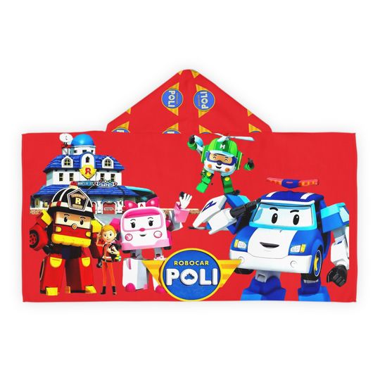 Discover Robocar Poli Hooded Towel, Custom Kids Bath Towel (24 x 48)