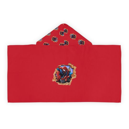Red Spider-Man Hooded Towel | Youth Hooded Towel, Superhero Beach Towel