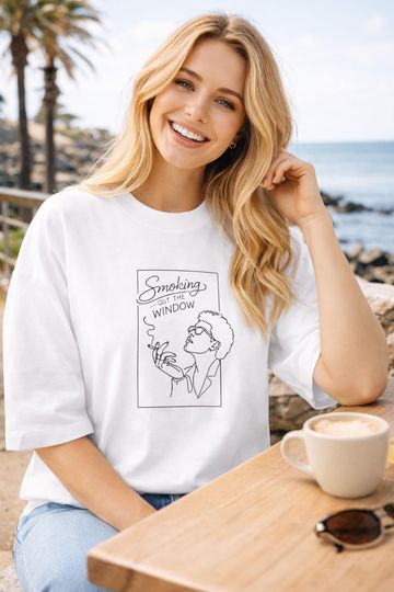 Discover Smoking Out the Window Graphic T-Shirt  Oversized Organic Cotton Streetwear Tee