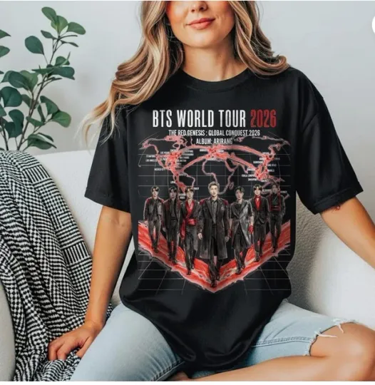 BTS World Tour 2026 T-Shirt - Unisex Cotton Tee - K-Pop Fan Graphic Gift.