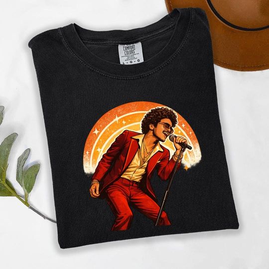Discover Bruno Mars Inspired Retro Performance Shirt, Funk Pop Graphic T-Shirt