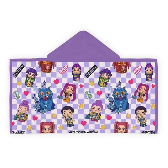 Kpop Hooded Towel | Purple Kids Bath Towel