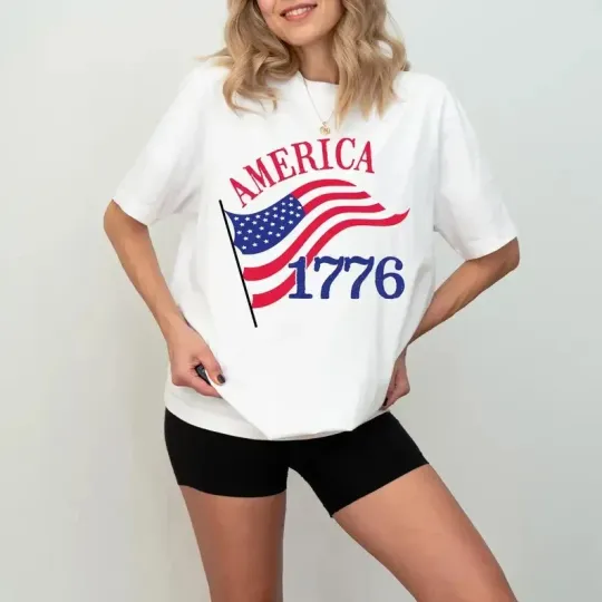 Discover America Flag 1776 T-Shirt – Patriotic USA 250th Birthday Tee,  Independence Day