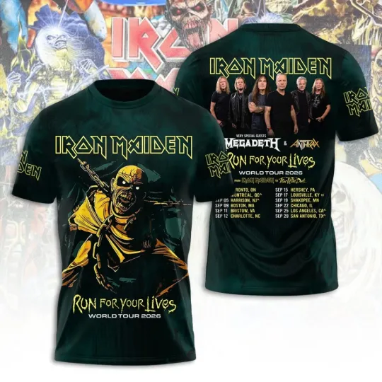 Discover Iron 1Maiden 3D Apparel 2026 Tour Run For Your Lives Shirt Unisex