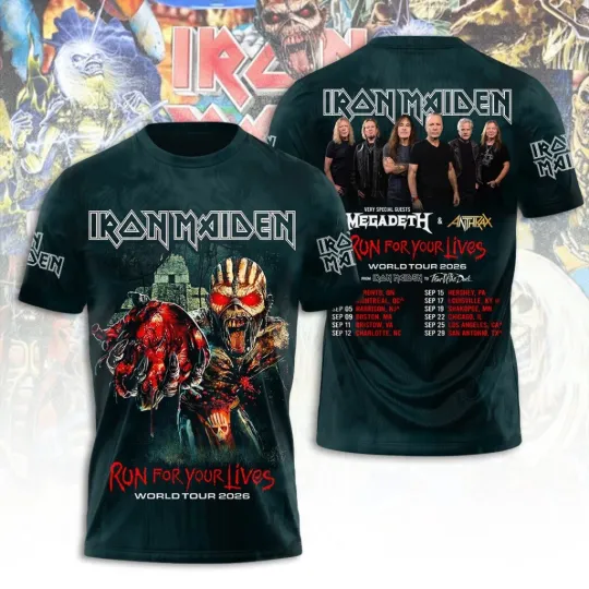 Discover Iron 1Maiden 3D Apparel 2026 Tour Run For Your Lives Shirt Unisex