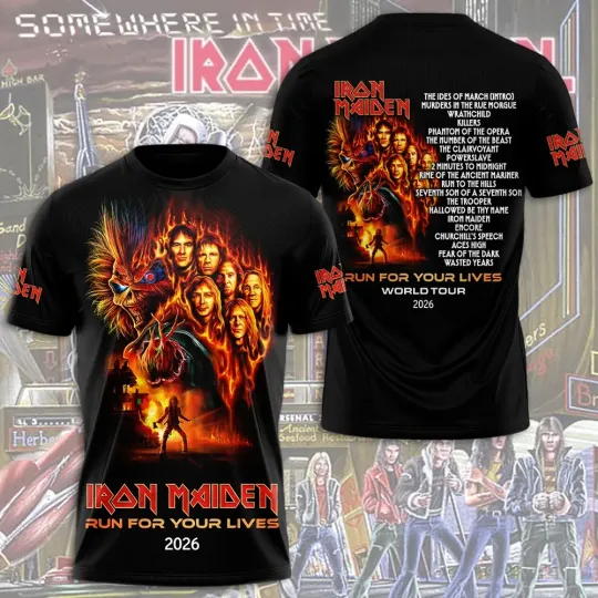 Discover Iron 1Maiden 3D Apparel 2026 Tour Run For Your Lives Shirt Unisex